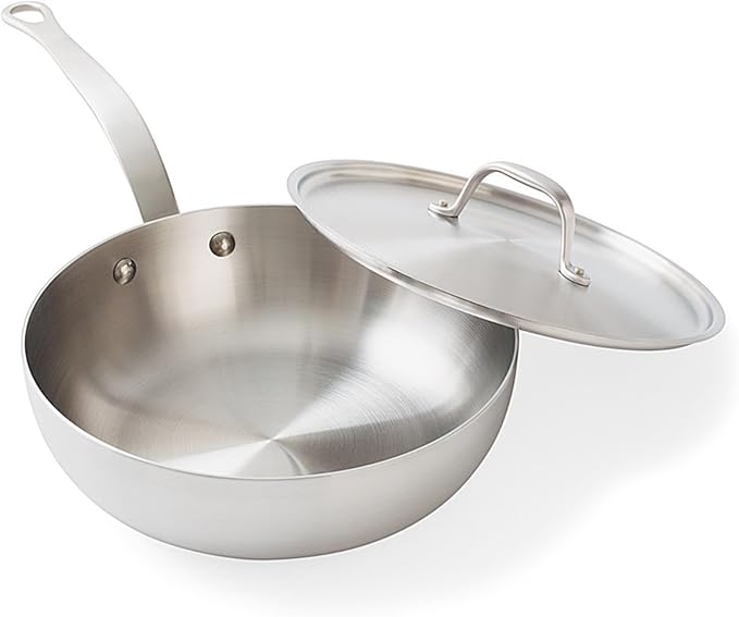 Daniel Boulud Kitchen 3QT Essential Pan – French Inspired Stainless Steel Sautee & Sauce Pan with Heat Resistant Handle, 5-Ply Clad, Induction & Oven Safe, Professional Cookware