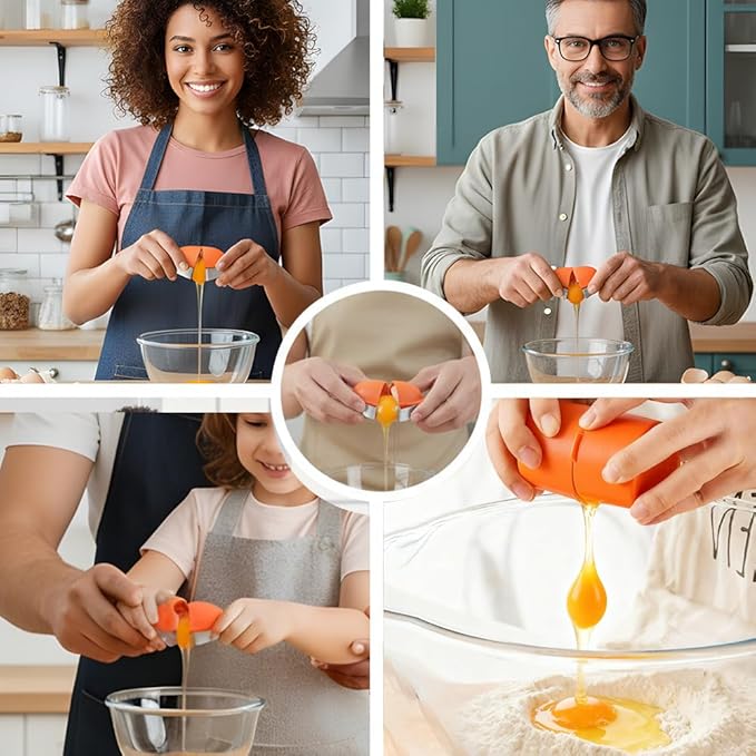 Egg Shell Opener, 2026 New Stainless Steel Egg Cracker Tool, Multifunctional Egg Opener, Eggs Separator for Raw and Hard Boiled Eggs Peeler Shell Remover to Quickly Cut Eggshells (orange 2pcs)