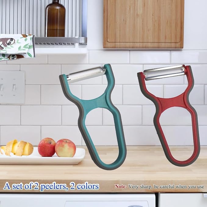 2Pcs Ultra Sharp Peelers, Fruit Peelers, Vegetable Peeling Blade, Red & Green