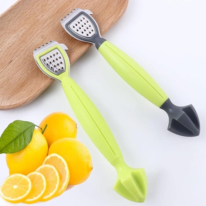 2 Pack Lemon Citrus Orange Zester and Grater Tool, 3 in 1 Citrus Squeezer, Cheese Grater & Vegetable Grater for Lime, Garlic, Ginger, Fruits