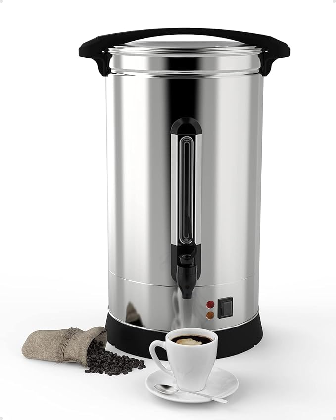 16 L/110 Cups Coffee Urn, 4.2 gal Double Wall Commerical Coffee Maker for Buffet Catering Wedding Gathering, Large Capacity Hot Coffee Dispenser, Stainless Steel Hot Water Urn