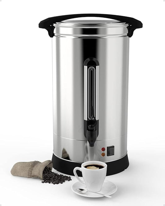 16 L/110 Cups Coffee Urn, 4.2 gal Double Wall Commerical Coffee Maker for Buffet Catering Wedding Gathering, Large Capacity Hot Coffee Dispenser, Stainless Steel Hot Water Urn