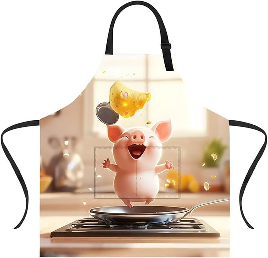 Funny Cat Apron with 2 Pockets Waterproof for Men Women Kitchen Garden Decor