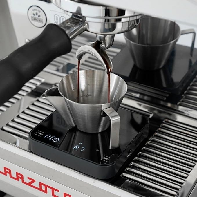 watchget 3.4oz/100ml Crema-Removd Espresso Shot Cup with Handle Stainless Steel Espresso Measuring Cup Espresso Shot Pitcher with V-Shaped Mouth for Barista Cafe Home