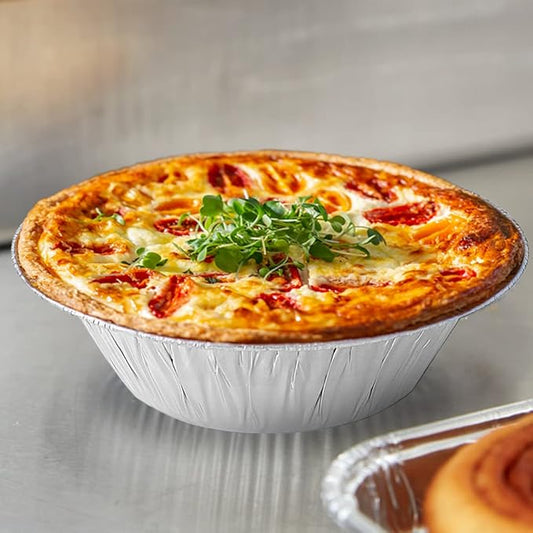 PARTY BARGAINS 12oz Aluminum Pie Pans - 50 Pack, 6-inch Disposable Round Mini Pie Pans for Pies, Tarts, Quiche (Max 240°C)