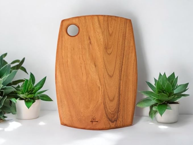 Vesta Homes Wooden Cutting Board | 14 * 10 Inches | Chopping Board, Serving Platter for Kitchen Vegetables, Fruits, Cheese and Charcuterie | Natural Acacia Wood | Handcrafted in India