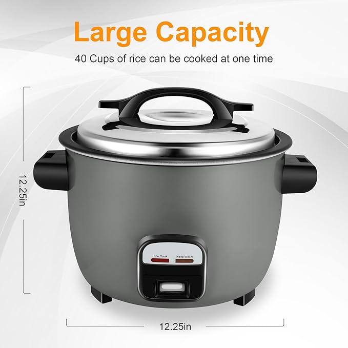 Wutfly 40 Cups Commercial Rice Cooker/Warmer (40-Cup)