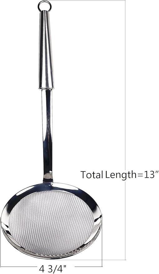 Stainless Steel Wok Mesh Strainer, Cooking Mesh Skimmer Spoon, 4.75 Inch Diameter