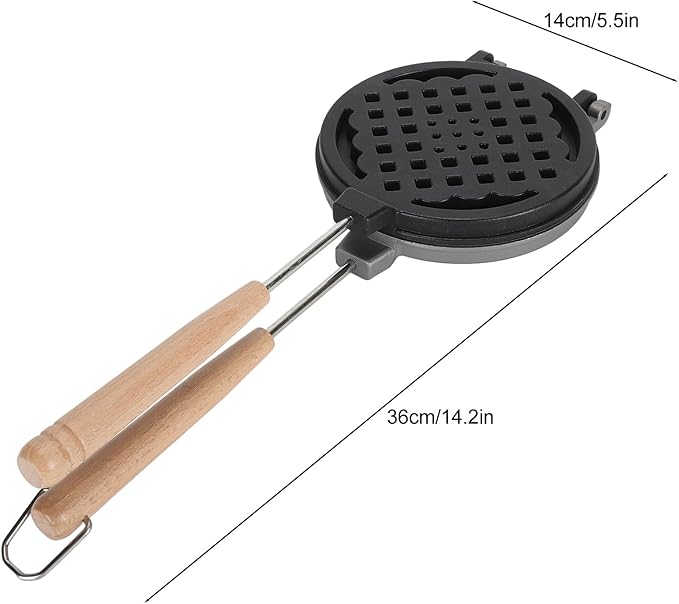 Waffle Maker Pan, Aluminum Alloy Dual Sided Nonstick Waffle Pan with Removable Handle for Sandwich Toaster Breakfast, Stovetop Waffle Iron for Camping