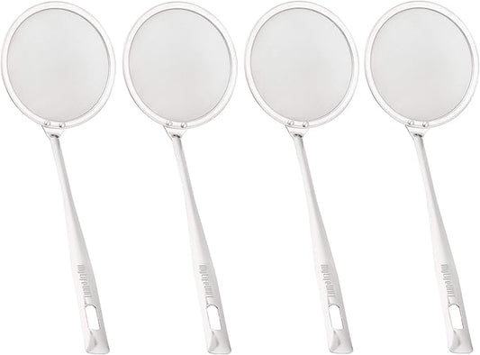 MyLifeUNIT Fine Mesh Strainer, 4 Pack Stainless Steel Skimmer Spoon for Hot Pot Foam and Grease