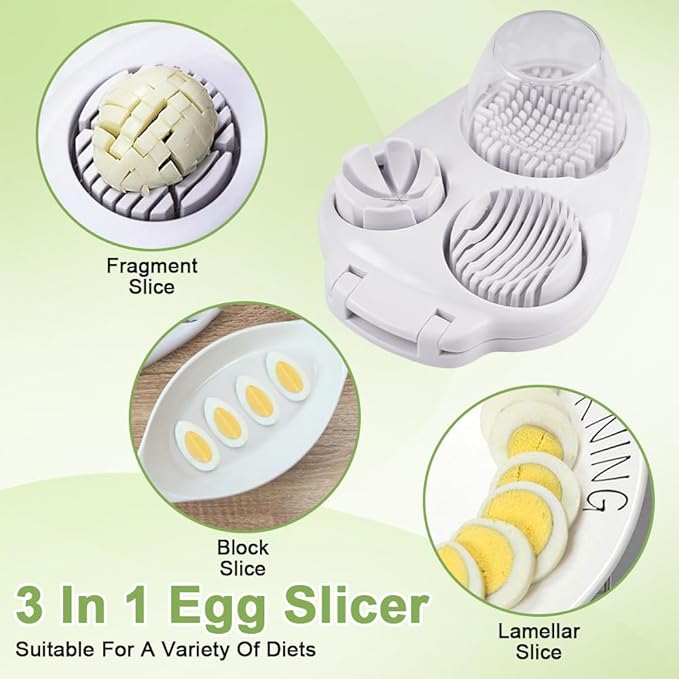 3 In 1 Egg Slicer For Hard Boiled Eggs, Strawberry Slicer Grape Cutter, 2026 New Stainless Steel Dicer Egg Slicer Dishwasher Safe, Fruit Cutter For Egg Strawberry Mushroom