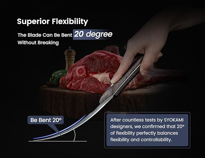 Boning Knife for Meat Cutting, 6.7 Inch Fillet Knife with Wood Handle, High Carbon Razor Sharp Flexible Blade for Deboning, Trimming, Damascus Pattern Full Tang Design, House Warming Gifts