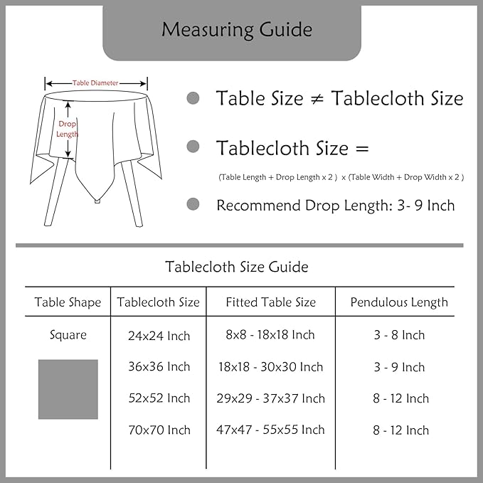 Wolkemer Small Square Tablecloth 36 x 36 Inch Washable Fabric Table Cloth Solid Black Table Cover for Nightstand End Bedside Tables Tabletop Decoration