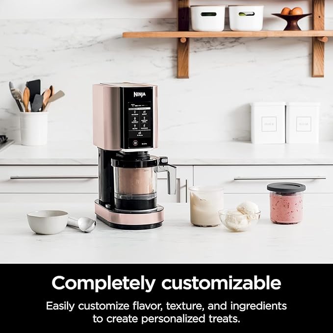 Ninja NC301 CREAMi, Ice Cream, Gelato, Milkshake, Sorbet, and Smoothie Bowl Maker, 7 One-Touch Programs, Rose Gold (Renewed)