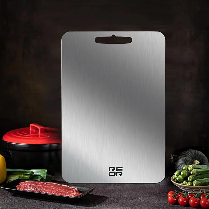 Thin Stainless Steel Cutting Board Sheet – Odor-Resistant, Hygienic & Dishwasher Safe – 14x10 Flat Steel Prep Surface for Meat, Fish, Vegetables – Durable & Non-Porous Kitchen Board