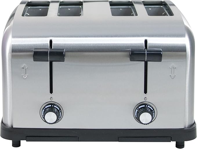 Clivia Commercial Toaster for Restaurant, 4 Slice Toaster,Commercial Bread Heating Machine, Automatic Pop-Up,Stainless Steel Bread Ovens,Silver