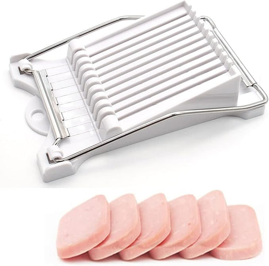 Multifunctional Stainless Steel Luncheon Meat Slicer,Home Slicing and Splitting Tools,Food Slicer for Butter Cheese Kiwifruit Strawberry Banana and Cooked Eggs Etc. (White)
