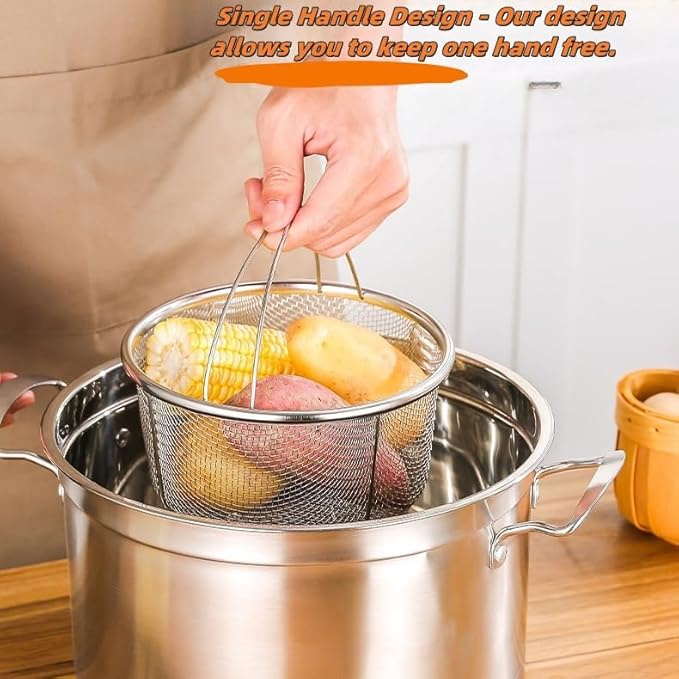 Stainless Steel Steamer Basket for Instant Pot Accessories 6&8quart, Heavy-Duty Pressure Cooker with Silicone Handle Vegetable Steamer Insert, Egg Basket, Pasta Strainer,Silver