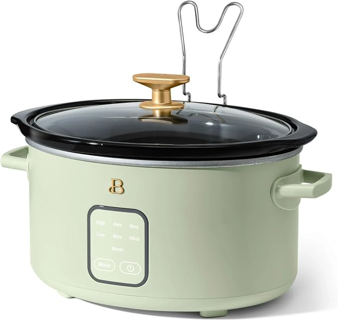 Beautiful 4-Qt Digital Slow Cooker with Smart Touch Screen, Removable Pot, Timer Presets, Ideal for Small Families