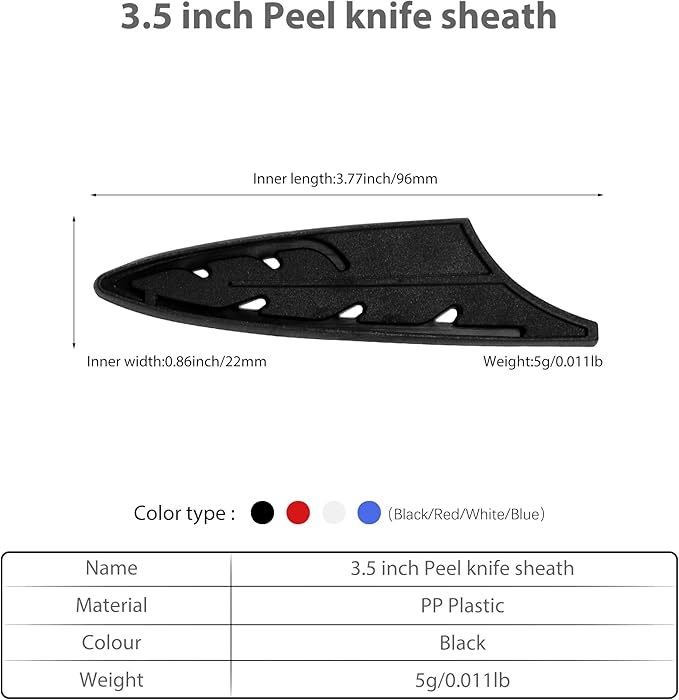 XYJ 2pcs/set Safety Knife Covers Sleeves Knives Edge Guard, Universal Knife Sheath, Fruit, Utility, Paring Knife Case Black (For 3.5'' Paring Knife)