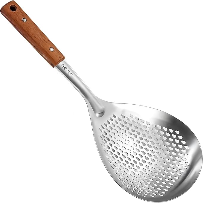Spider Strainer Stainless Steel with Wood Handle for Deep Frying Pasta Cooking Kitchen Utensil