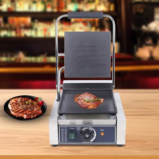 Commercial Sandwich Press 1800W Countertop Panini Grill 110V Sandwich Panini Press Grill Non Stick Surface Electric Maker Temperature Control for Hamburgers Steaks for Restaurant Cafe