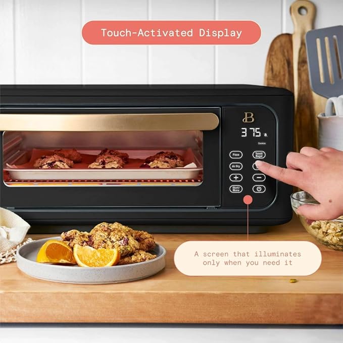 Beautiful by Drew Infrared Air Fry Toaster Oven 1800W with 9-Slice Capacity and Multi-Function Cooking (Black Sesame)