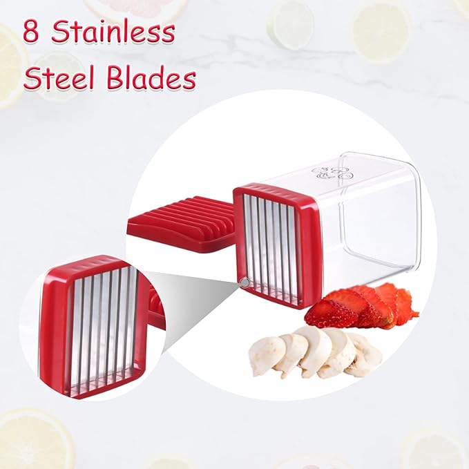 Vegetable cutter, Fruit slicer, Egg slicer, Kichten tool for Strawberry slice, Large Capacity Cup, Easy Clean, 3"L x 3"W x 4.25"H