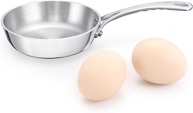 KC-Emier Mini Sauce Pan, Tri-Ply Stainless Steel Pot with Stay-Cool Handle Heating Sauce Gravy & Oil (0.12Quart) - Copper - Silver