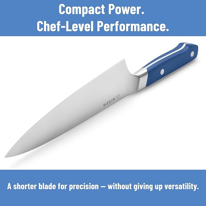 Misen 6.8" Chef Knife – High Carbon Japanese AUS-10 Stainless Steel – Hybrid German & Japanese Blade – Precision Kitchen Knife for Professionals & Home Cooks – Ultimate Cutting Performance - Blue