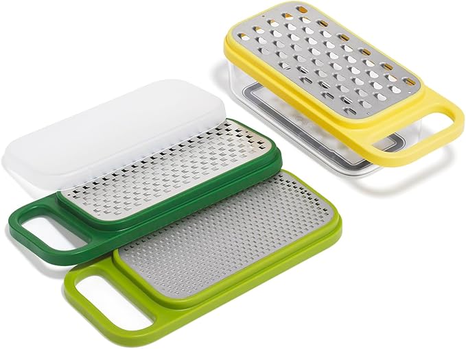 Joseph Joseph Multi-Grate & Store Cheese Grater & Zester Set, 3-in-1 Box Grater with Food Storage Container
