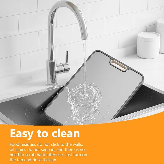 Titanium Cutting Double-Sided Kitchen Chopping Board,– Titanium & Wheat Straw PP Chopping Board, Easy to clean, Ideal for Meat, Vegetables, Fruits & Home Meal Preparation,15" x 10"