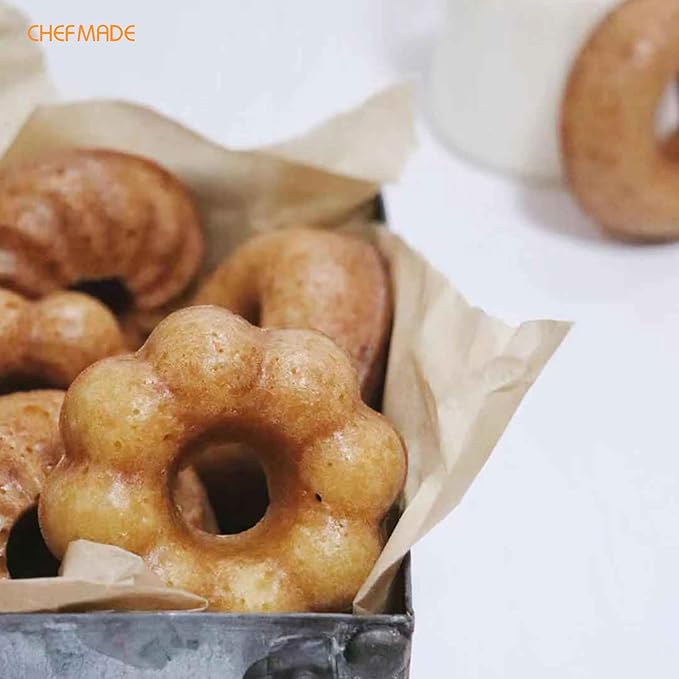 CHEFMADE Donut Pan, Nonstick 6 Cavity Pattern Doughnut Pan for Baking
