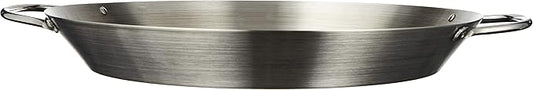 Tablecraft 12" Diameter Stainless Steel Grill Pan with Handles, Silver, Model: BBQ122