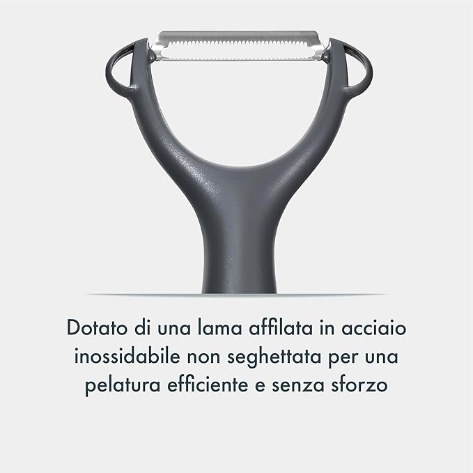 Culinare Serrated Safety Peeler, Grey, Plastic/Stainless Steel, Y Shaped for Maximum Control and Comfort, Manual Tomato/Kiwi Peeler