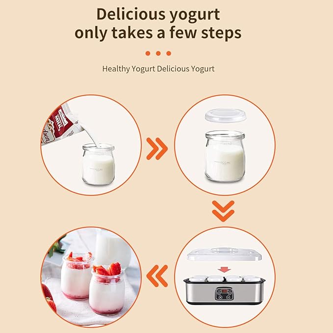 Yogurt Maker Machine - Multi-Function Home Appliance for Making Creamy Yogurt, Smoothies, Jam, Pudding & Ice Cream - Large Capacity DIY Dessert Maker with Easy Clean Design