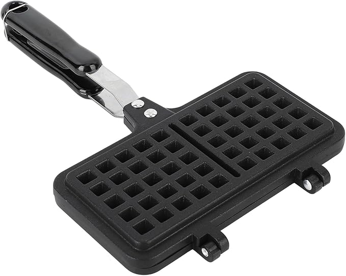 Stovetop Waffle Maker Pan Double Headed Aluminum Non Stick Even Heating Waffle Baking Pan for Breakfast Camping Homemade Waffles