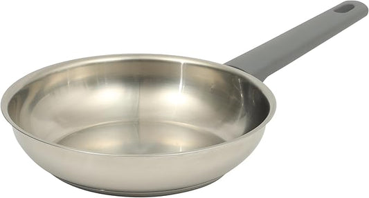 Oster Beauford 8-Inch Stainless Steel Frying Pan – Induction, Oven & Dishwasher Safe Skillet, Soft-Touch Gray Handle, 5-Ply Encapsulated Bottom