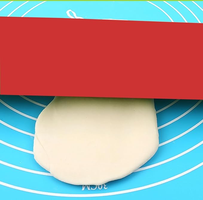 Silicone Rolling Pin, Red 9 Inch Pin with Wooden Rotatable Handle for Dough of Baking Bread, Cookie, Pizza (red, 9 inch)