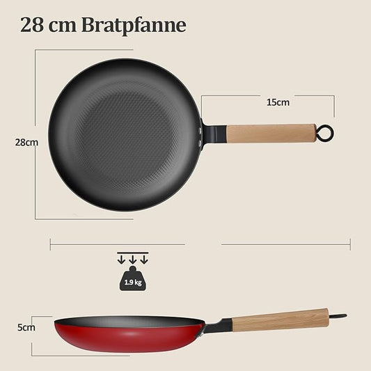 YUTANN Nonstick Frying Pan 12 inch, Ceramic Cast Iron Skillet, Lightweight Pre-seasoned Cast Iron Pan with Detachable Handle, Dishwasher & Oven Safe, Free of PFAS and PFOA
