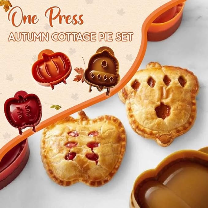 Apple Pie Mold 3-Piece Set, Fall-Themed Baking Pan for Pumpkin, Acorn & Apple Shapes, Halloween Thanksgiving Pastry Maker