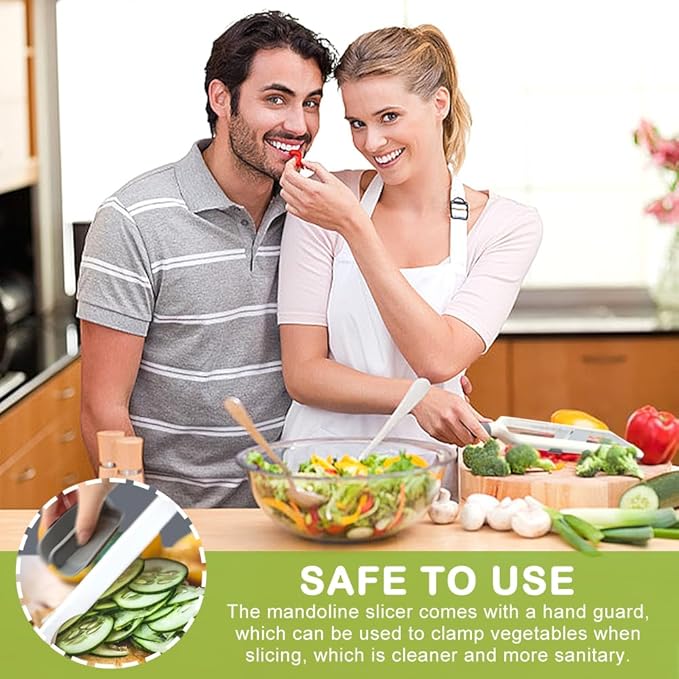 Multi Handheld Mandoline Slicer With Adjustable Stainless Steel Blade, Food Cutter Vegetables Chopper, Handy Veggie Slicer With Peeler For Speedy Slicing of Fruits And Vegetables(Grey)