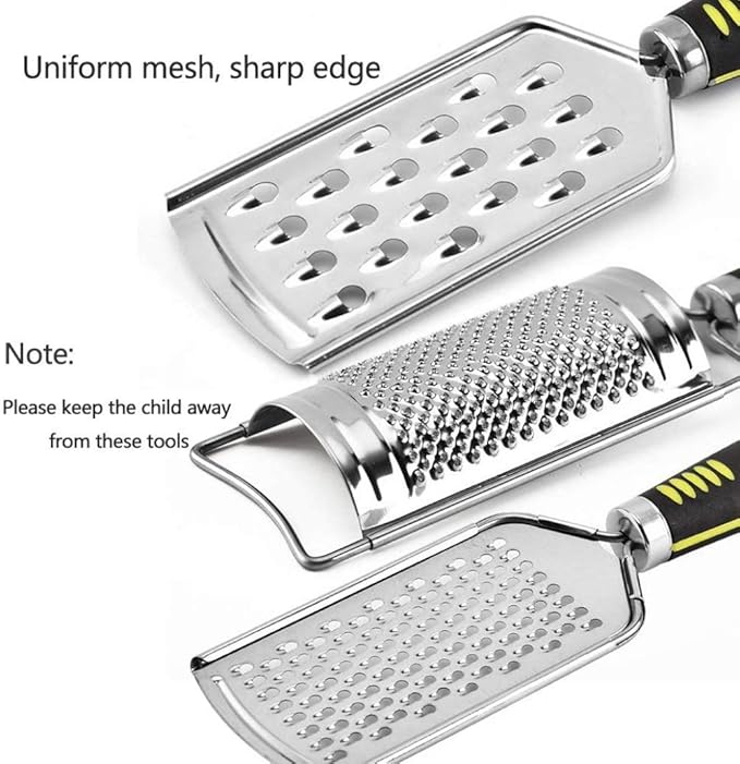 Kitchen Grater Set of 3, Stainless Steel Citrus Lemon Zester, Stainless Steel Grater, Cheese Grate, Ginger Zester, Sharp Blade and Ergonomic Handle, Easy to Clean,
