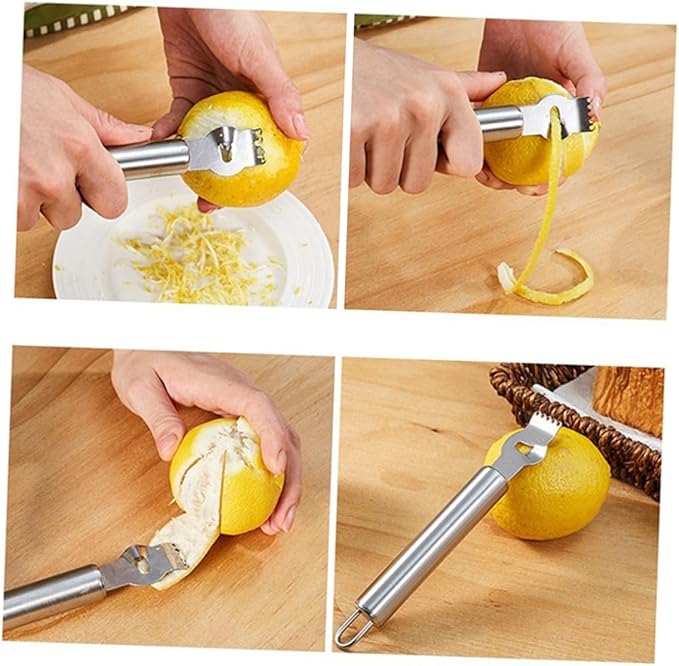 STOBAZA Fruit Peeler Knife Lemon Slicer Stainless Steel Lemon Zester Kitchen Tool Orange Citrus
