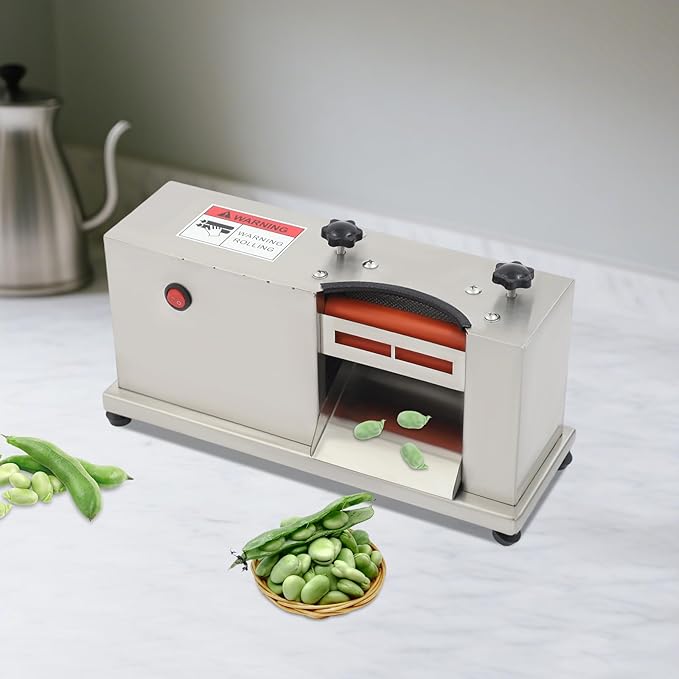 Electric Pea Sheller 25W Bean Sheller Machine 5.5 LBS/H Pea & Bean Sheller Machine with Adjust Rollers Commercial Beans Stripper Sheller for Home Kitchens, Restaurants