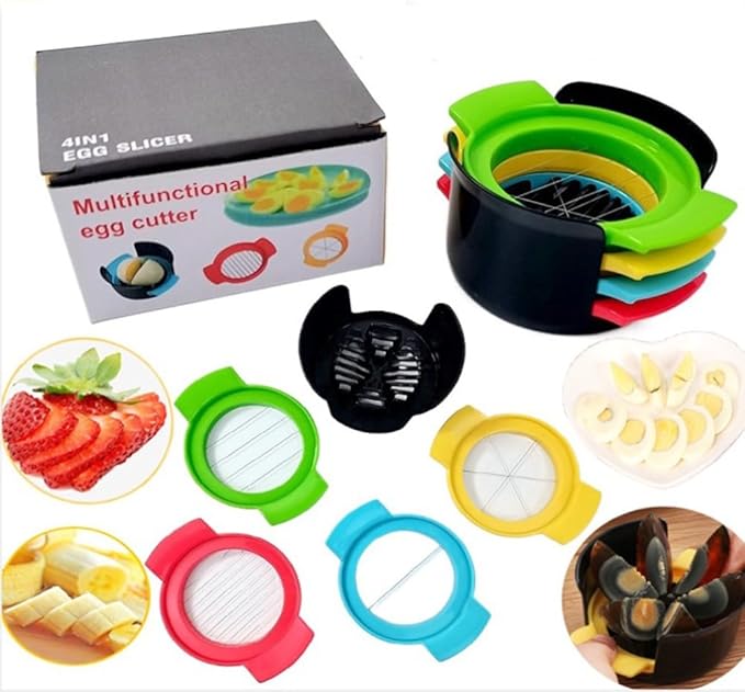 4 In 1 Multipurpose Egg Slicer,Easy to Use,Muti-color Plastic Egg Dicer,Practical Fruit Dicer Fruit Slicer for Slicing Strawberries Kiwifruit