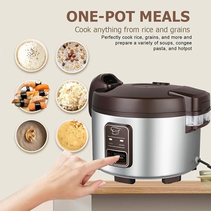 GOLREAN 15.8QT Large Commercial rice cooker 84 cups cooked / 32 cups uncooked rice Commercial Electiric Rice Warmer for 60-70 people, with One-Touch Operation