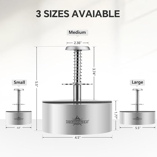 Hamburger press patty maker,304 Stainless Steel Burger Press, Non-Stick Patty-Making molds Suitable for Beef, Vegetables, and Burgers. BPA-Free,Dishwasher Safe (4.5")