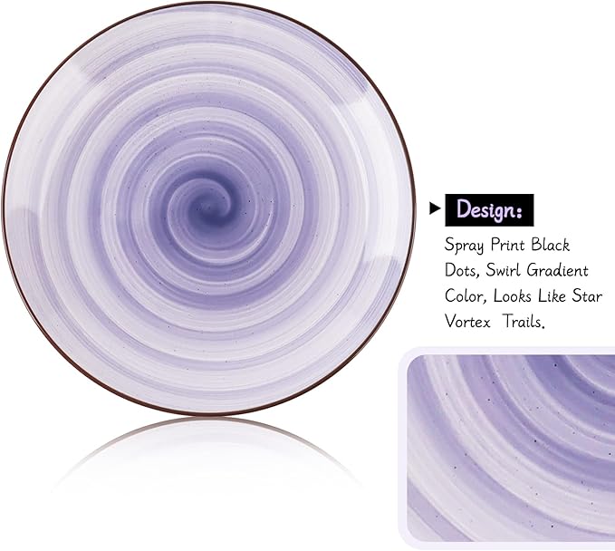 KitchenTour Large Ceramic Dinner Plates, 10 Inch Porcelain Serving Plate for Salad, Dessert Pizza Steak Pasta Plates Set, Dishwasher and Microwave Safe - Set of 6, Assorted Warm Colors