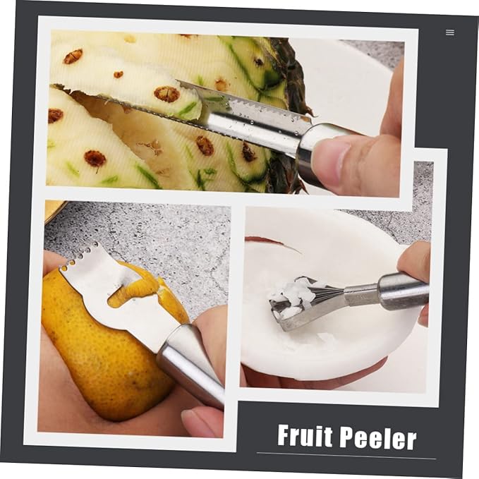 GLEAVI Stainless Steel Lemon Zester Ergonomic Handle 3-Piece Kitchen Grater Set for Citrus Pineapple and Fruit Peeling for Home Cooking